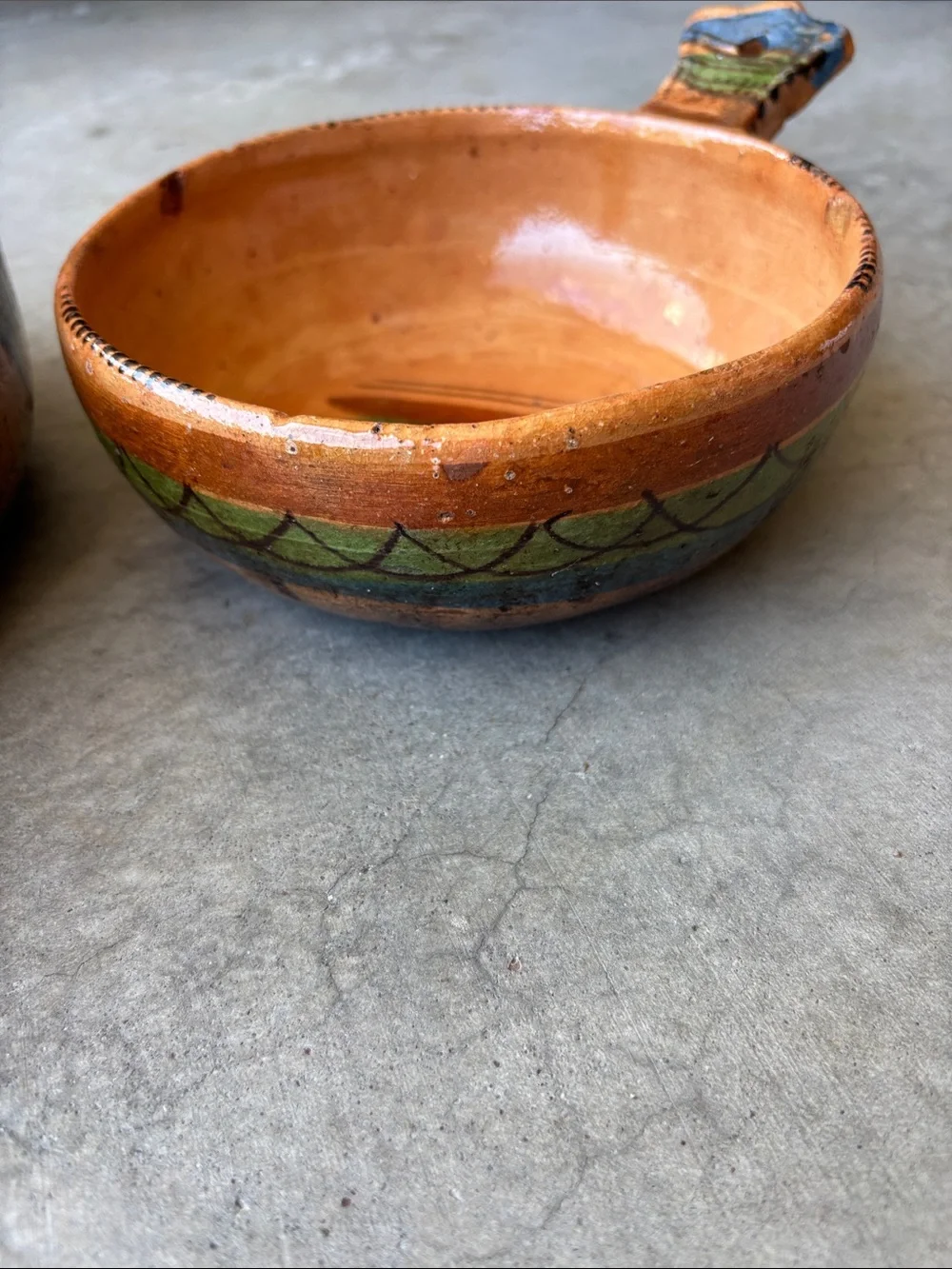 Vintage Mexican Handmade Terracotta cazuela de barro cooking skillets (Set of 2)